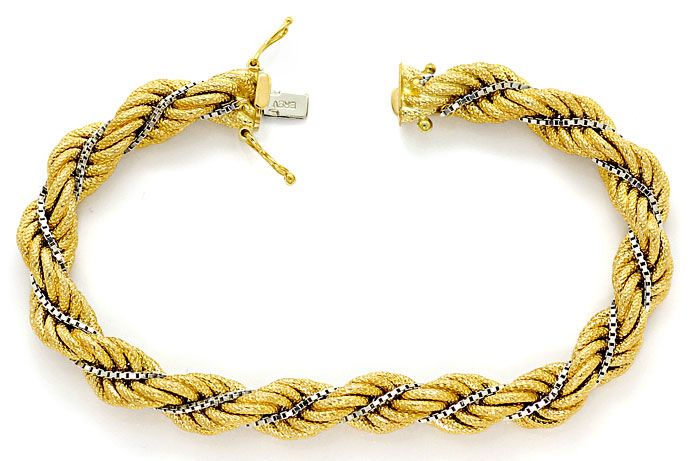 Foto 1 - Kordel Goldarmband in Gelbgold mit Weißgold Venezianer, K2663
