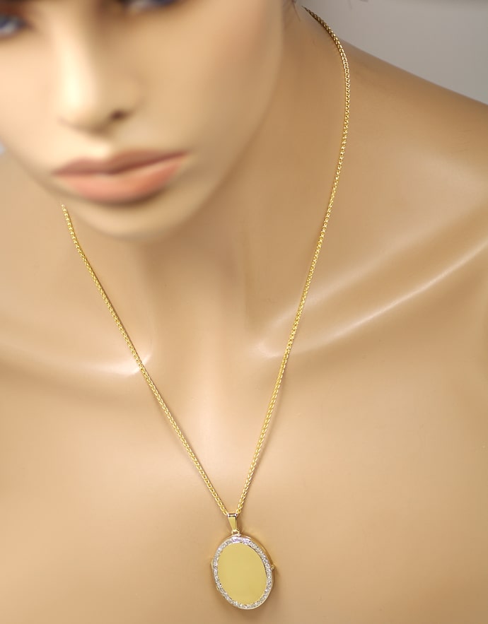 Foto 5 - Medaillon mit 40 Diamanten an Zopfkette in 14K Gelbgold, Q1224