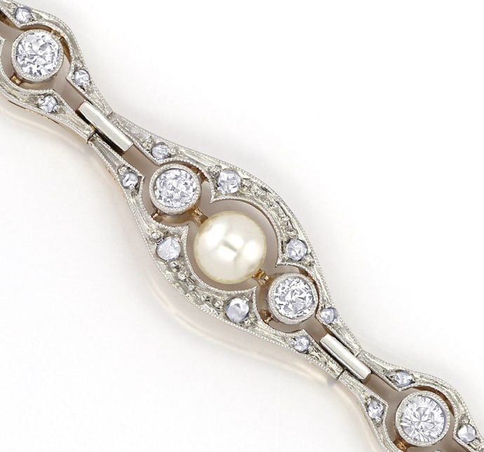 Foto 2 - Anmutiges Diamanten ArtDeco Armband mit Perle, S5048