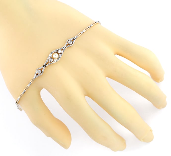 Foto 4 - Anmutiges Diamanten ArtDeco Armband mit Perle, S5048